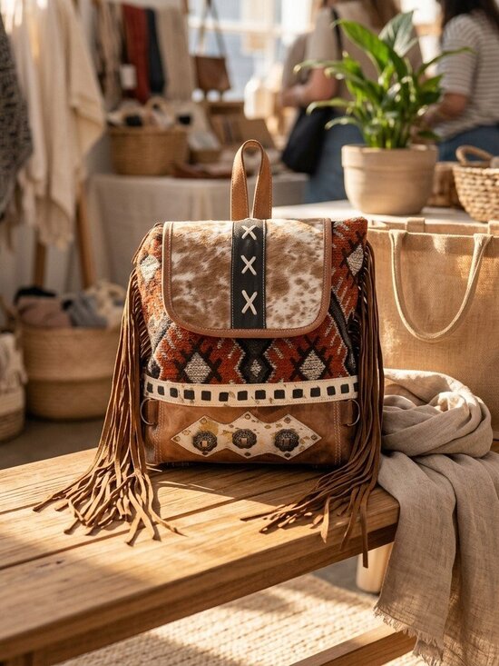 Desert Sunset Boho Western Fringe Backpack main image 4